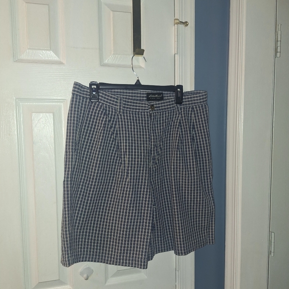 Eddie Bauer Navy Checkered Men's Shorts - Picture 1 of 4